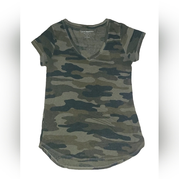 Lucky Brand Tops - LUCKY BRAND Camo V-Neck T-Shirt:  women's Size SMALL, stretch
